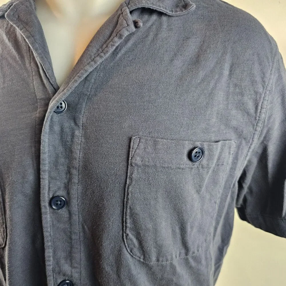 J Crew Shirt Mens Large Gray Garment Dyed Slub Cotton Button Up  Harbor Camp